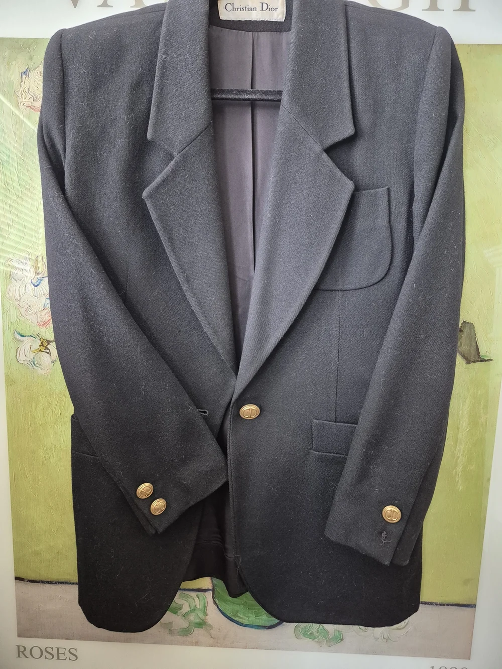 💕Dior VTG Black Wool Blazer with Gold CD Buttons - Size 4💕